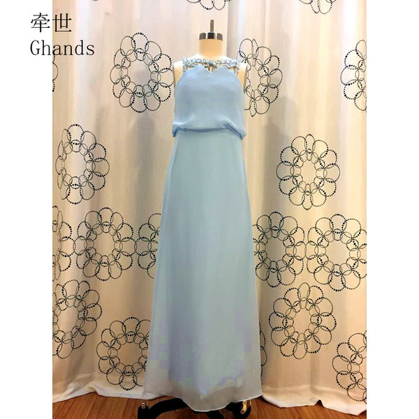Ghands 2017 New Cheap JJShouse Chiffon Beads Criss Cross Spaghetti A-Line Elegant Sweep Train Junior Bridesmaid Dresses Custom Size Color