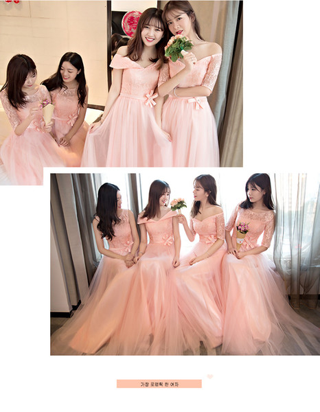 Bridesmaid dress new autumn and winter pink long party dress bridesmaid evening gown
