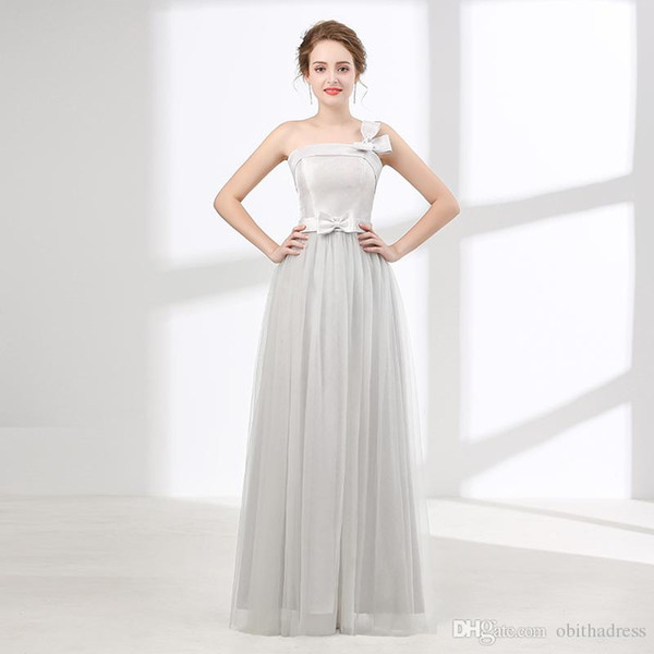 Chic Bridesmaid Dress New Shoulder Bow Silk Satin Satin Thin Adult Dress Prom Dress Size Adjustable
