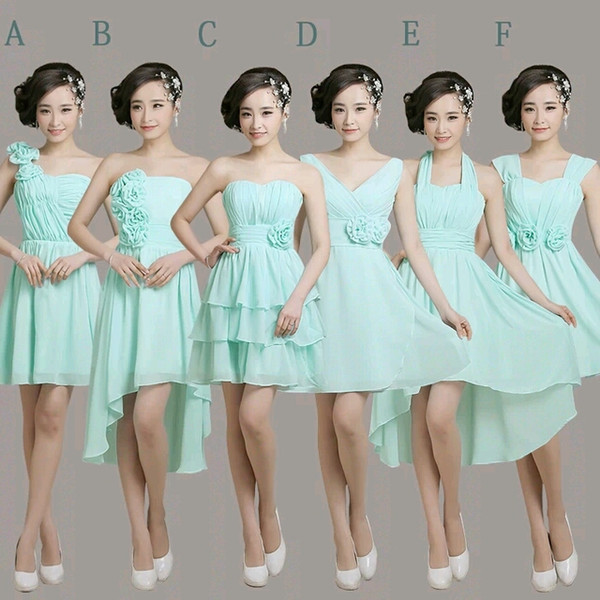 Pleated Short Chiffon Junior Bridesmaid Dress With Flower Lace Up 2018 New Wedding Guest Dress Ice Blue Gowns