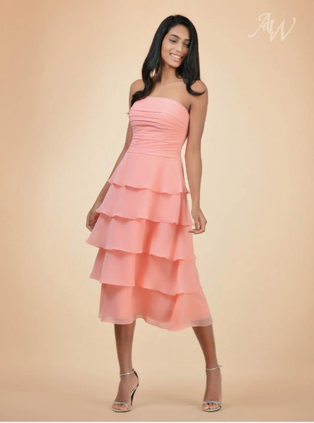 Simple Strapless Short Bridesmaid Dresses Sweetheart A Line Bridesmaid Knee-length Wedding Party Dresses Chiffon Prom Party Gowns Cake dress