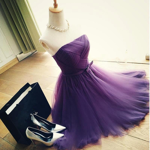 Cheap Junior Bridesmaid Dresses Sexy Dark Purple Short Homecoming Dresses Maid Of 8th Grade Prom Dresses Vestido de Festa Curto CPS400