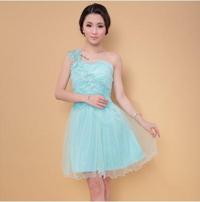 Sweet Memory 7 Colors one shoulder white violet green bridesmaid dress SW180912 blue champagne pink red short bridesmaid dresses