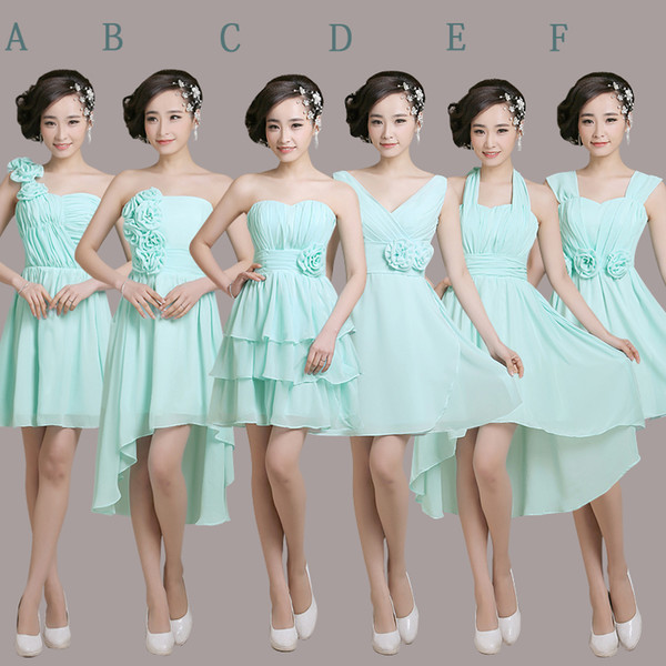 Strapless Short Chiffon Junior Bridesmaid Dress 2016 Lace Up Bridesmaid Dress 6 Style Mixed Order Fast Shipping