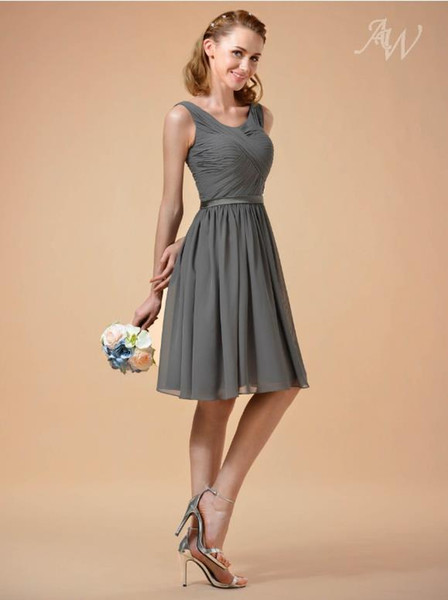 Simple Strapless Short Country Summer Bridesmaids Dresses Teens Short Dress Chiffon Knee Length Bridesmaid Party Gowns Wedding Guest Gowns