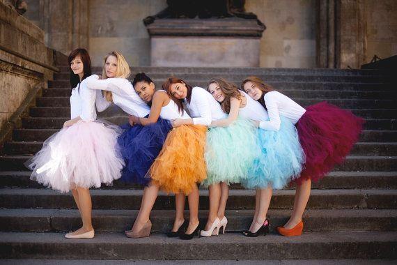 Colorful Tulle Bridesmaid Skirts Knee Length Ruffles Cheap Bridesmaid Dress Under $40 Free Shipping Tutu Skirt For Wedding Bridesmaid Gowns