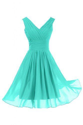 Hunter Short Bridesmaid Dresses 2015 V-Neck Mine Chiffon Sleeveless Custom Made Party Prom Gowns Hot Sale Plus Size