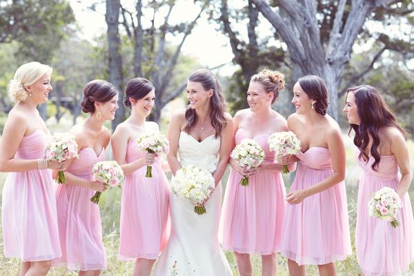 Knee Length Bridesmaids Dresses 2015 Light Pink Chiffon Empire Sweetheart Wedding Guests Party Gowns Cheap Price Under 100 Simple Style