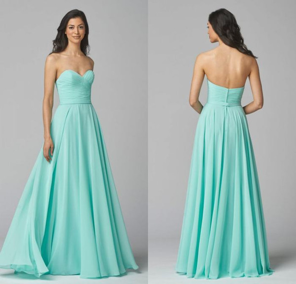 Cheap Bridesmaid Dresses Real Image Chiffon Floor Length A Line Mini Green Long Prom Dress Zipper Back Sweetheart Bridesmaid Dress