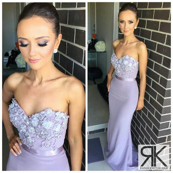 Elegant Lavender Bridesmaid Dress Backless Evening Gowns Mermaid Sweetheart Appliques Floor-Length Formal Pageant Gowns Party Dress Arabic