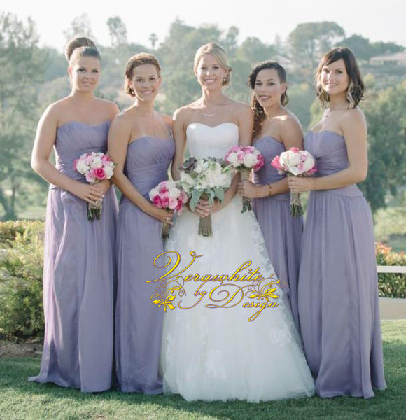 Charming A-Line Bridesmaid Dresses Sweetheart Neck Lavender Chiffon Sleeveless with Pleats Zipper Back Floor-Length 2016 Evening Party Gowns