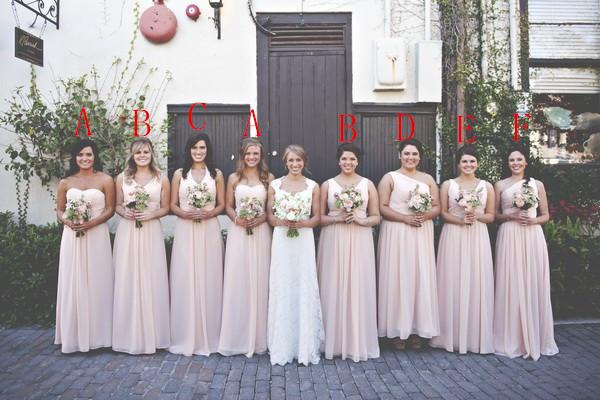 2015 Summer Cheap Beach Bridesmaid Dresses Blush Pink Chiffon Bridesmaids Gowns Sheath V Neck Sweetheart Long Wedding Party Maid of Honor