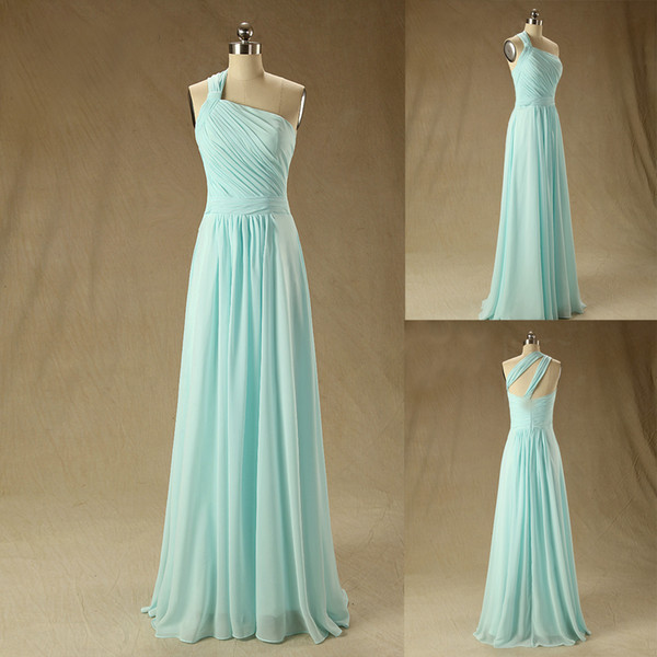 Cheap Bridesmaid Dresses Under 100 A Line Chiffon One Shoulder Formal Prom Dresses Wedding Gowns Custom Made Zipper Back