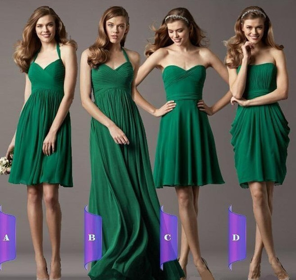 2016 Popular Convertible Bridesmaid Dress 4 Styles Chiffon Ruffle A-Line Short/Long Wedding Party Dresses Under Sales Promotion Dresses