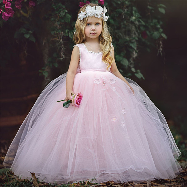 Princess Vintage lace Arabic Flower Girl Dresses cap Sleeves square Neck Child Dresses Beautiful blush pink Flower Girl Wedding Dresses