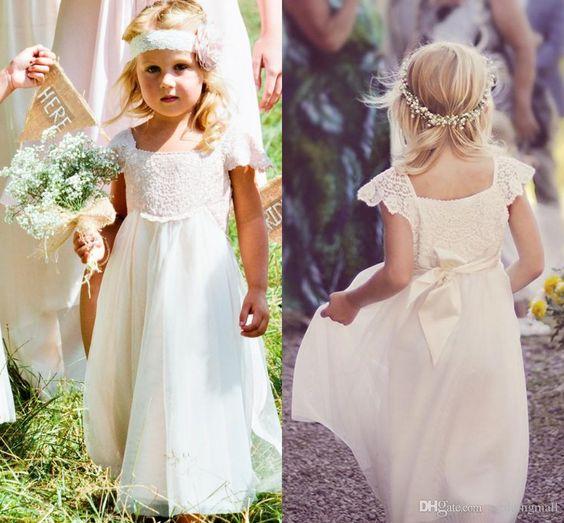 Newly Beach Boho Flower Girl Dresses Chiffon Custom Size Holy Little Kids Communion Gowns Kid Formal Birthday Commuion Dresses