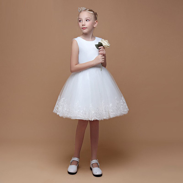 Latest Collection Kid's Party Dress Ball Gown Tulle Designer Knee Length Flower Girl Lace Dress Communion Dress