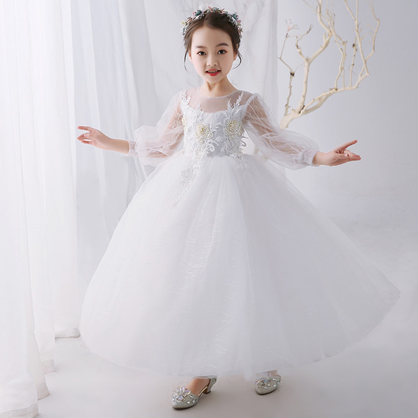 Our Own Model Ankle Length Flower Girls' Dresses Ball Gown Design Special Long Sleeve Style Pageant Gown