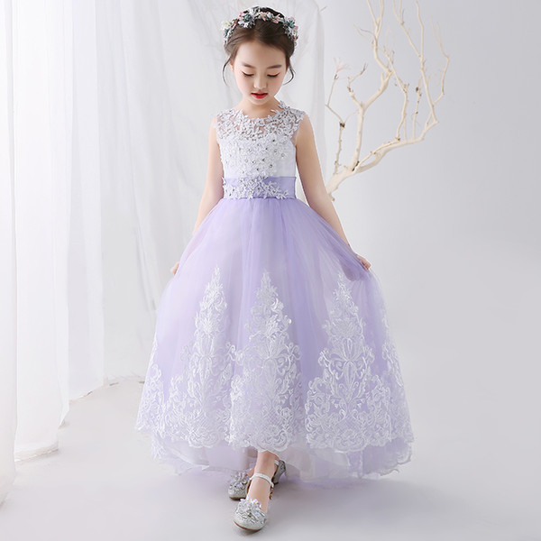 New Arrival Beautiful Flower Girls' Dresses Ball Gown Design Lace Pageant Gown Corset Back