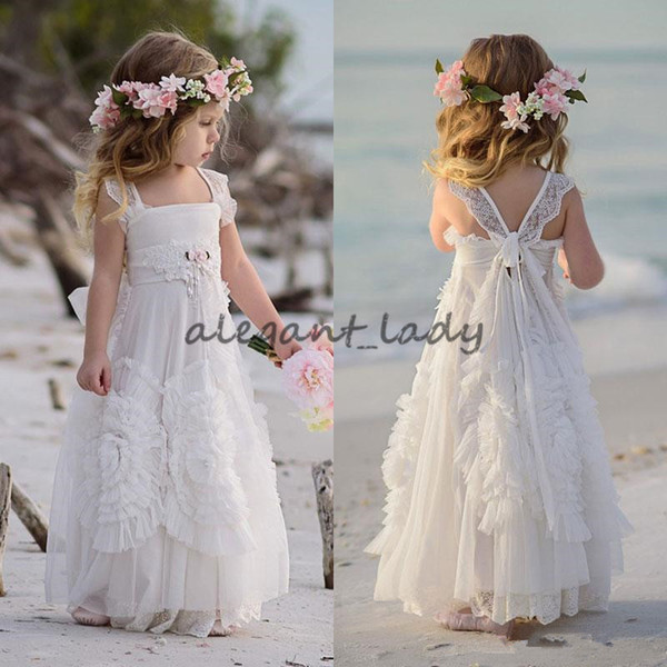 Dollcake Flower Girl Dresses Special Occasion For Weddings Ruffled Kids Pageant Gowns Flowers Floor Length Lace Party Communion Dress Sash