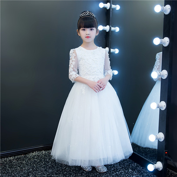 Princess skirt girl children's dress skirt long sleeve pettiskirt birthday children's wedding costumes flower girl dress