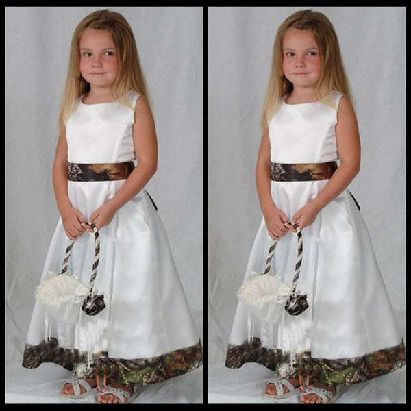 Realtree Camouflage Flower Girls Dresses 2016 Wedding Party Camo Flower Girl Dress Custom Made Communion Toddler Flower Girl Dresses