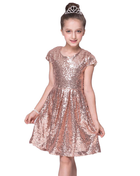 Blingbling Sequins Short Sleeveless Flower Girl Dresses for Wedding Vestidos de Comunion Casamento Girl Party Prom Dresses Pageant