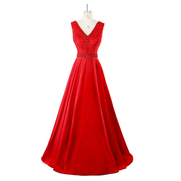 Fashion Robe De Soiree Red Champagne Evening Dress Beaded Lace Bodice Young Ladies Party Wear