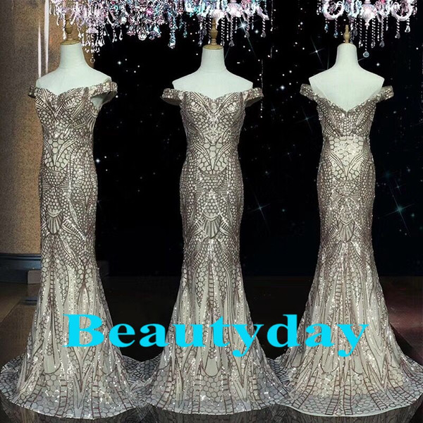 Real Image Evening Wear Dresse Modest African Saudi Arabia sequins Lace For Women Formal Dress Prom Gowns Celebrity Robe De Soiree