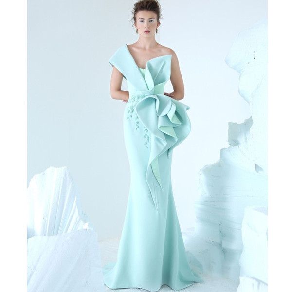 Azzi&Osta Mermaid Evening Dress One Shoulder Embroidery Ruffles Ruched Party Dress Glamorous Dubai Fashion Floor Length Prom Dress