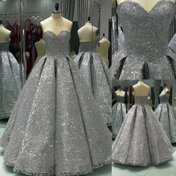 Long Ball Gown Shiny Winter Formal Silver Sequin Prom Dress Floor Length Bling Bling Evening Gowns long party dress