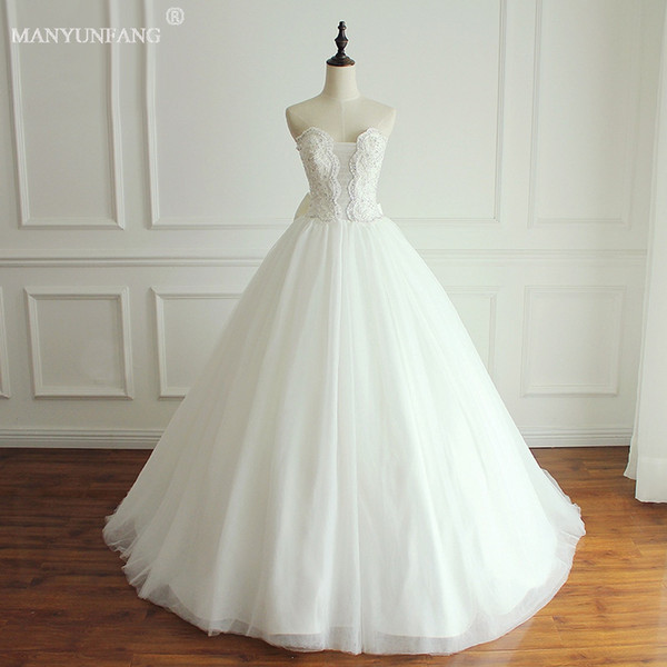 New Lace Strapless Wedding Dress With Detachable Big Bow Sheer Neck A Line Court Train Bridal Beaded Vintage Wedding Dresses