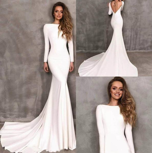 Vintage Berta Mermaid Wedding Dresses With Long Sleeve Backless Bridal Gowns vestidos de novia Wedding Dress Custom Made