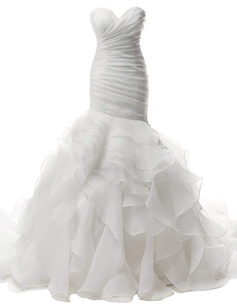 HI'LIAN Wedding Dress Mermaid Strapless Bridal Dresses Ruffles Wedding Gown Sweetheart Bride Dress Trumpet Organza Custom Plus Size