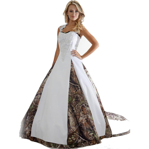New Camo Wedding Dresses With Appliques Ball Gown Long Camouflage Wedding Party Dress Bridal Gowns