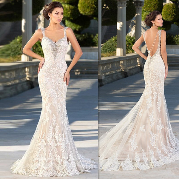 Zuhair Murad Wedding Dresses 2016 Mermaid Lace Appliques Sweetheart Bridal Gowns Backless Sexy Beaded Gothic Trumpet Dress For Brides