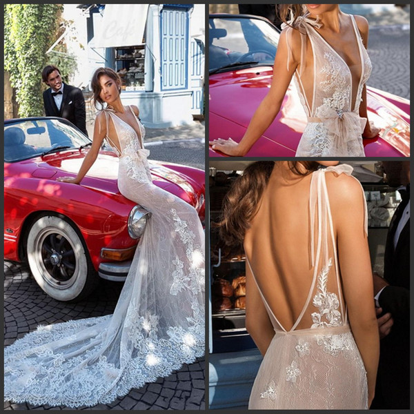 New Sexy Desinger Mermaid Wedding Dresses With Wrap 2017 Elihav Sasson Backless Bridal Gowns Full Lace Appliqued Vestido De Noiva