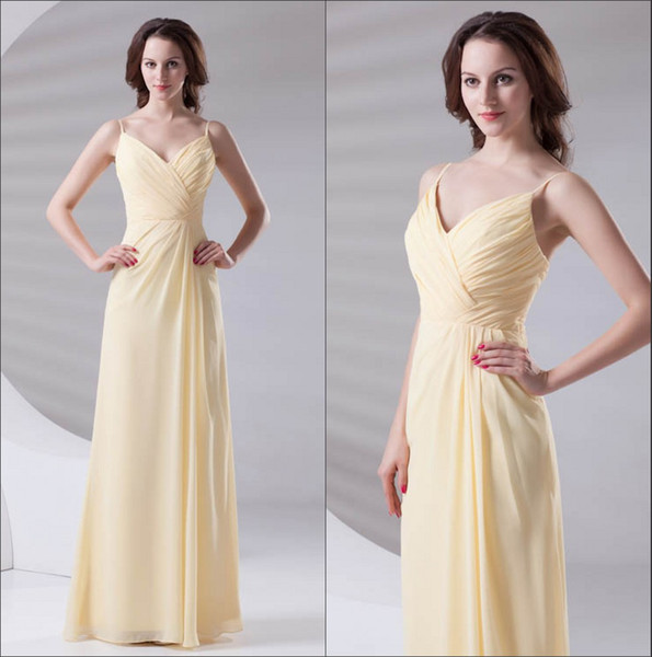New Spaghetti Straps Chiffon Long Bridesmaid Dresses Ruched Split Formal Wedding Guest Maid Of Honor Prom Dresses ZPT433