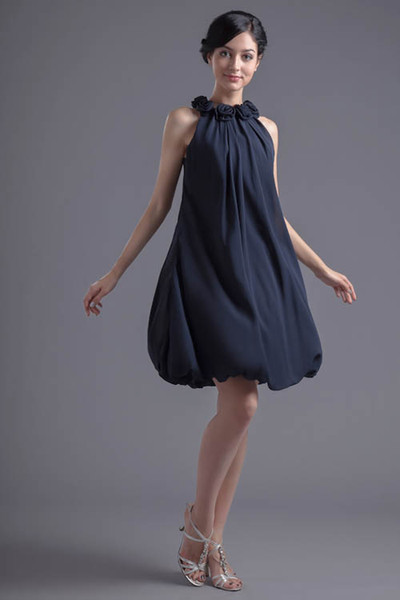 Halter Chiffon Short Bridesmaid Dresses Knee Length Empire Formal Wedding Guest Maid Of Honor Cocktail Dresses ZPT006