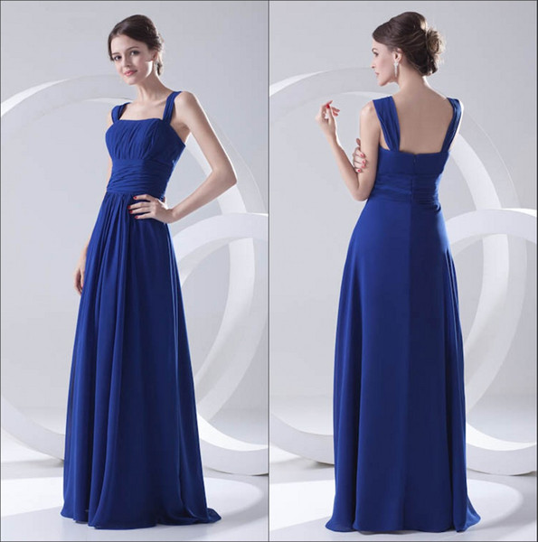 Elegant Spaghetti Straps Chiffon Long Bridesmaid Dresses Pleated Floor Length Formal Wedding Guest Maid Of Honor Dresses ZPT248