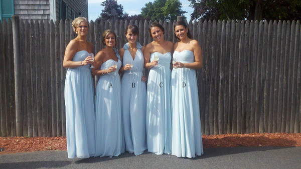 2018 New Country Bridesmaid Dresses Floor Length Chiffon Strapless One Shoulder Halter Handmade Flowers Ruched Maid of Honor Gown BM0223