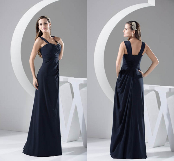 Black Cheap Long New Actual Pictures A Line Bridesmaid Dresses Spaghetti Straps Chiffon Maid of Honor Dresses Wedding Guest Gowns WD4-742