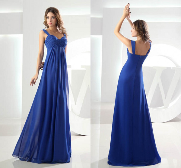Spaghetti Straps Royal Blue Cheap Actual Pictures Chiffon Bridesmaid Dresses Floor Length Maid of Honor Dresses Wedding Guest Gowns WD3-094