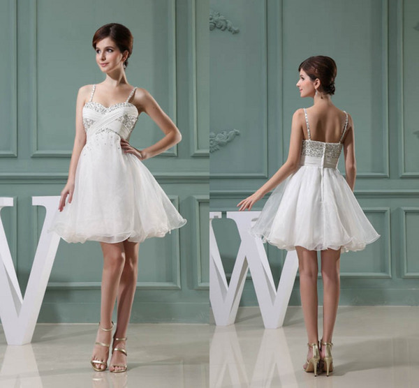 Beads Sequined Spaghetti Chiffon Cheap Short Bridesmaid Dresses Organza Pleats Formal Maid of Honor Dresses Wedding Guest Gowns WD3-125