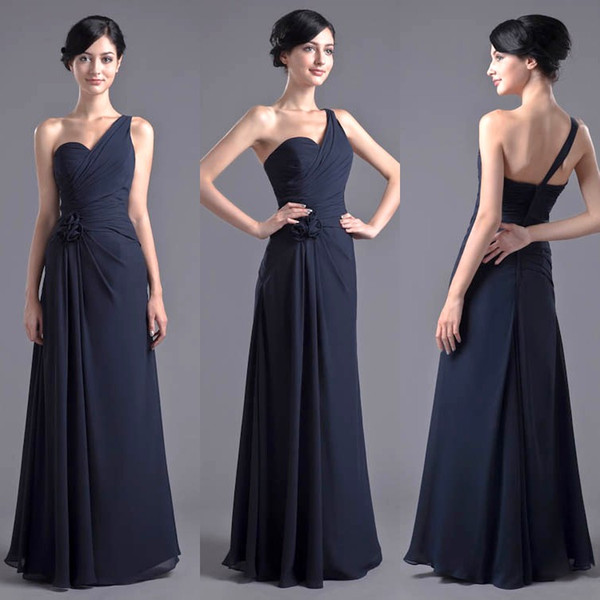 Navy Blue Chiffon Long Bridesmaid Dresses Floor Length Plus Size Maid of Honor Formal Gowns Wedding Guests Dresses ZPT031