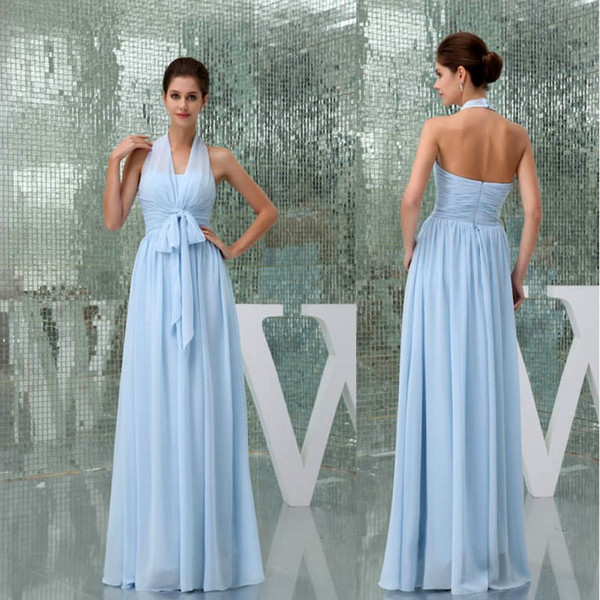 New Chiffon Long Bridesmaid Dresses V-neck Floor Length Plus Size Maid of Honor Gowns Elegant Formal Evening Party Dress WD5-078