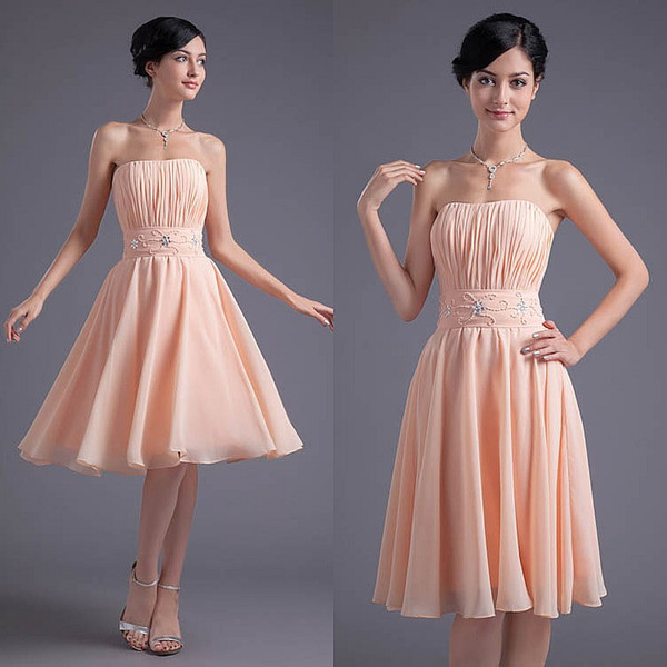 Country Style Chiffon Short Bridesmaid Dresses Ruffles Knee Length Beaded Sash Formal Wedding Guest Maid Of Honor Cocktail Gowns ZPT139