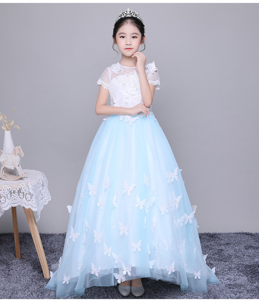dream wedding Kids Girls Wedding Flower Girl Dress Princess Party Pageant Formal Dress Crossed Back Sleeveless Lace Tulle Dress 2-14Y