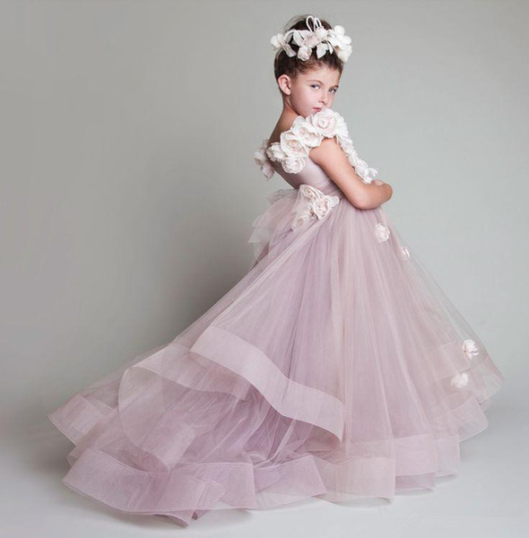 Vintage Krikor Jabotian Flower Girl Dresses Children For Weddings Tiered Kid First Communion Dress Floor Length Little Girl Pageant Gowns