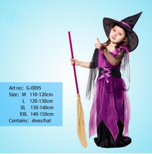 NoEnName Witch Costume For Girls Role Play Cosplay Performance Dance Show Holiday/holiday Costumes For Kids Vampire Witch Dress